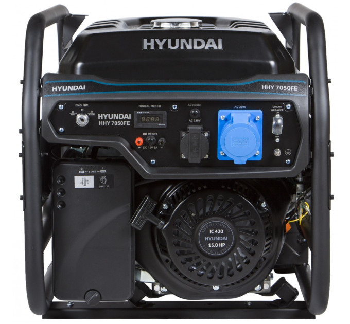 Генератор бензиновий 5/5,5 кВт Hyundai HHY 7050FE, 4-тактний, ручний / електростарт, 2,5 л/год
